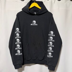Skull Skates Logo Hoodie Sun Faded Distressed Large